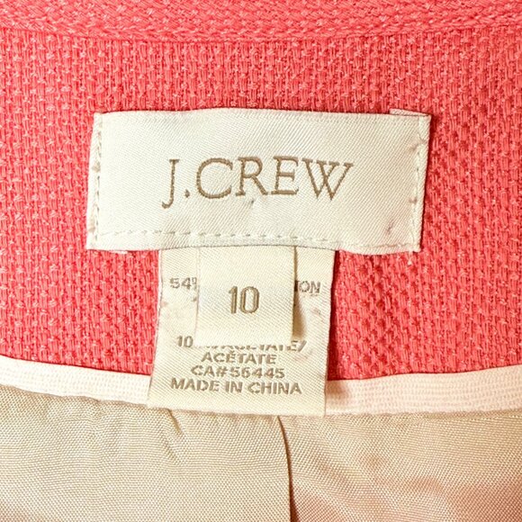 J. Crew Cropped Coral Blazer Lined - Fringe Trim - Size 10 - Picture 7 of 9